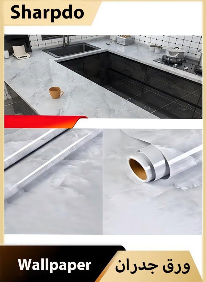 Sharpdo Water cloud gray wallpaper gray peel and stick wallpaper marble countertop sticker wallpaper backsplash self-adhesive wallpaper (gray stripes, 3m×60cm) - Image 5