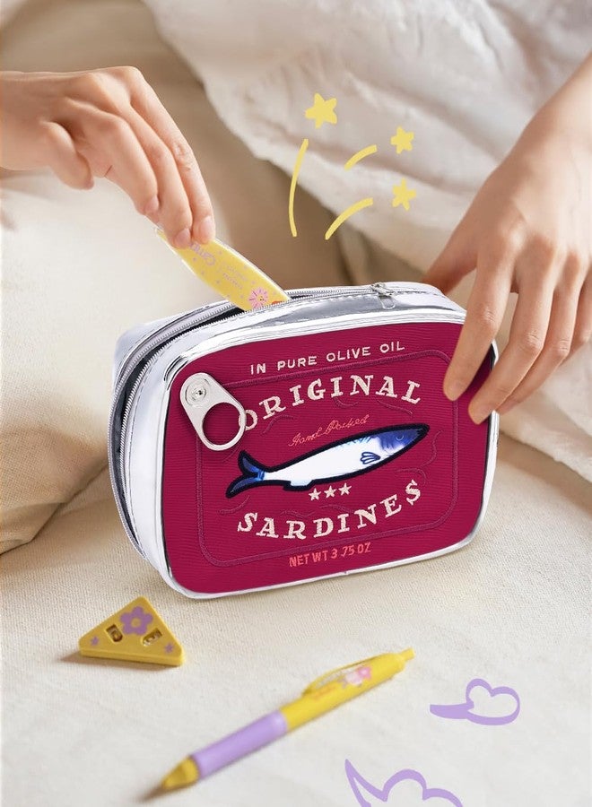 Cessfle Canned Sardines Makeup Bag, Creative Cute Makeup Bag Canned Fish Cosmetic Bag Coquette Cosmetic Pouch Aesthetic Toiletry Bag For Women…, Red, 1hf2rh1lg4pn1ny8bp2 - Image 2