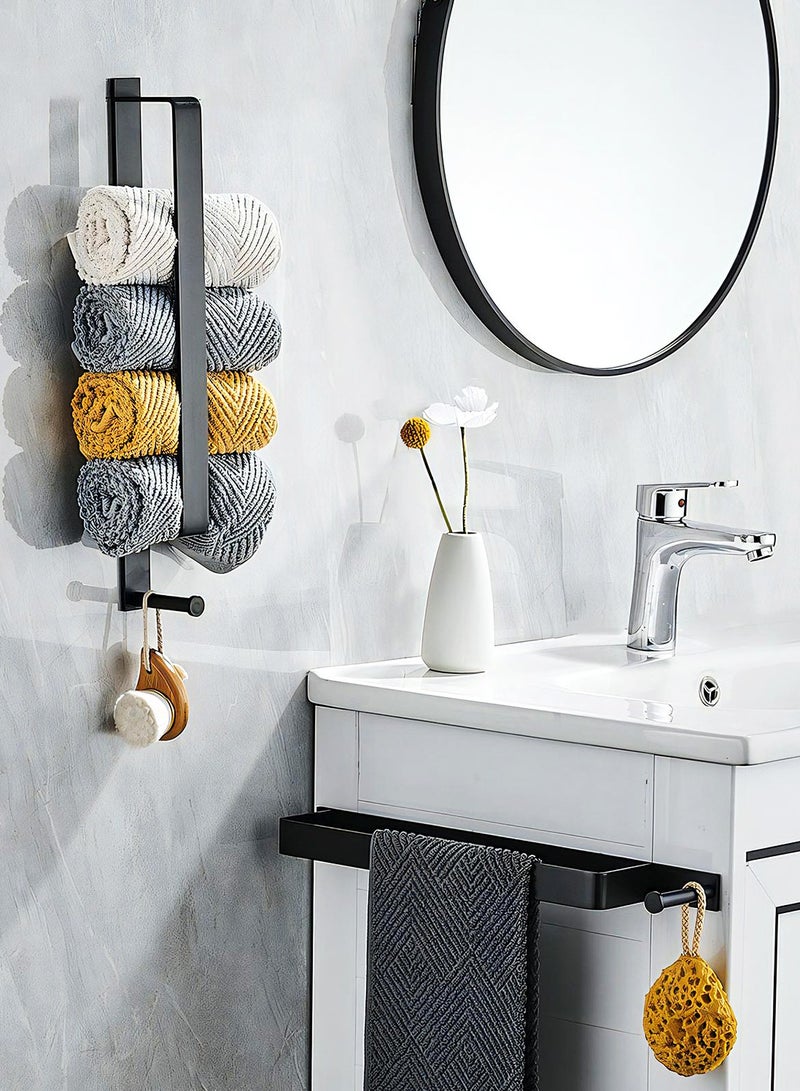 Black Bedroom Self Adhesive Towel Bar, Modern Bathroom Mounted Stainless Towel Holder, Heavy Duty Towel Holder for Kitchen Hostel, Easy Installation - Image 3