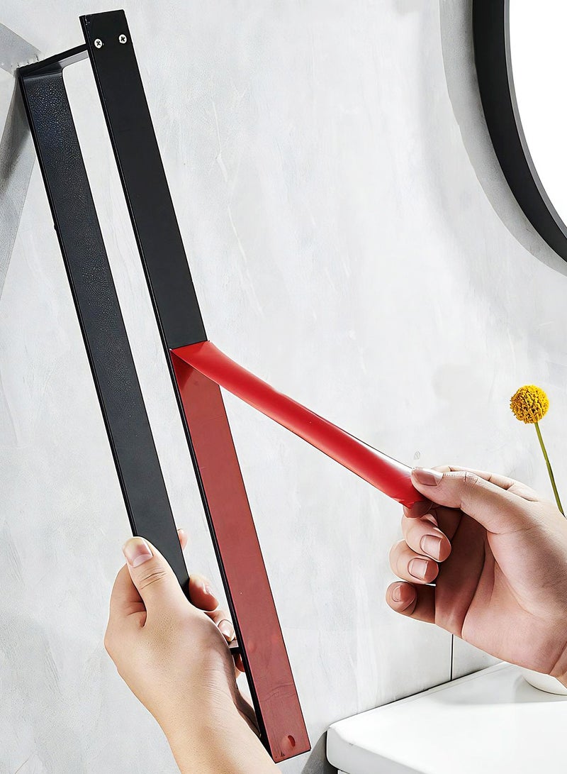 Black Bedroom Self Adhesive Towel Bar, Modern Bathroom Mounted Stainless Towel Holder, Heavy Duty Towel Holder for Kitchen Hostel, Easy Installation - Image 4