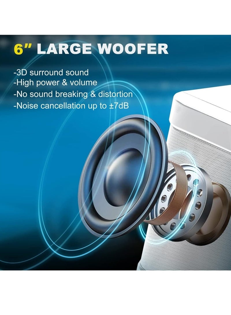 Dual Microphone Karaoke Machine, Outdoor Portable Bluetooth Speaker With Two Wireless Mic, All In One Wireless Microphone Singing Subwoofer, (1pc, Silver)