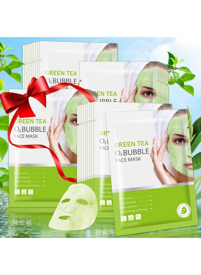 IREV - IREV 10 Pack Green Tea O2 Bubble Face Masks Sheet, Bubble Facial Mask, Foaming Face Mask, Purifying Facial Mask for Acne and Pores, Moisturizing Spa Face Masks Skincare, Brightening Beauty Masks - Image 1