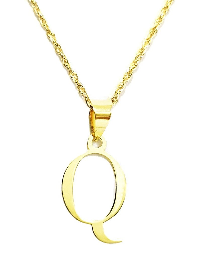 Hamsa.ae 18K Pure Gold Letter Q Design Necklace - Image 1