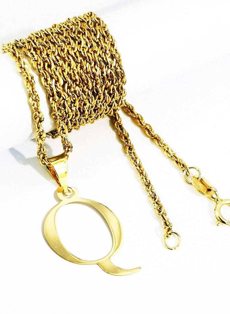 Hamsa.ae 18K Pure Gold Letter Q Design Necklace - Image 2