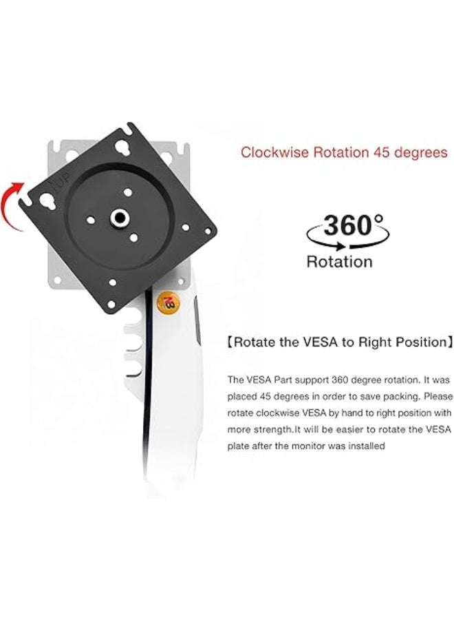 NB NORTH BAYOU F80 Adjustable Monitor Stand 17"-30" - Supports up to 19.8 lbs - Tilt & Rotate Function - White - Durable & Easy-to-Use - Image 2