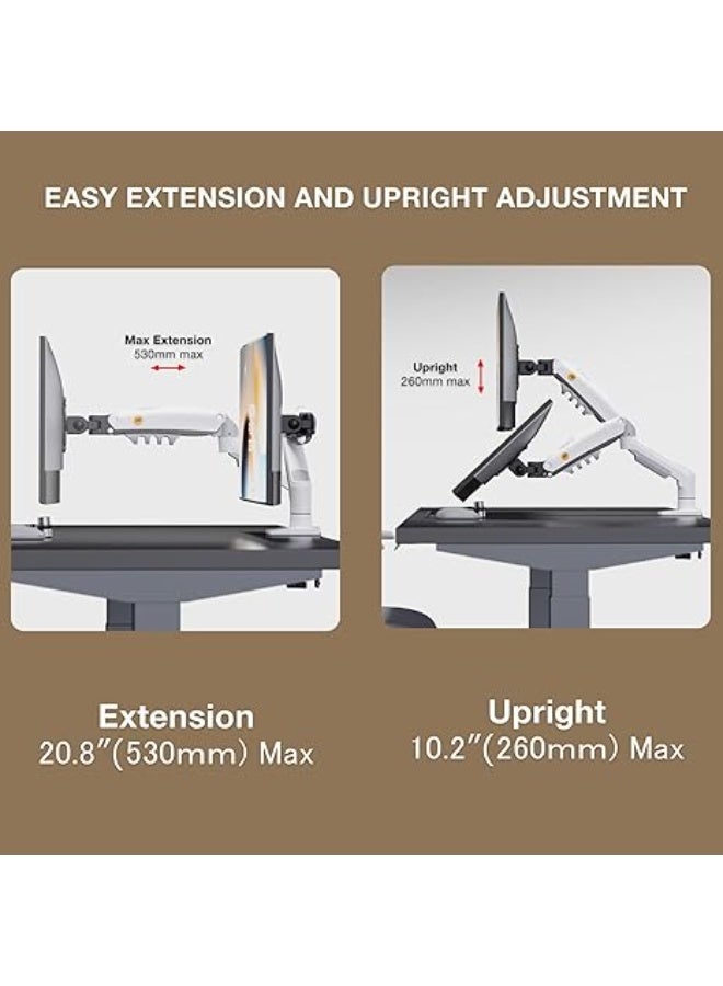 NB NORTH BAYOU F80 Adjustable Monitor Stand 17"-30" - Supports up to 19.8 lbs - Tilt & Rotate Function - White - Durable & Easy-to-Use - Image 4