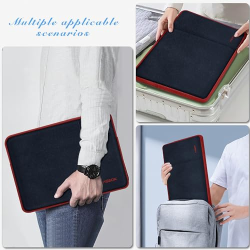 Hseok Laptop Case 15.6 Inch Sleeve, Shockproof Protective Water Repellent with Accessory Pocket,Compatible with Mac Pro 16 inch 2025-2019, Sleeve Bag for Most 15 15.6 16 Notebooks,Black&Red - Image 5