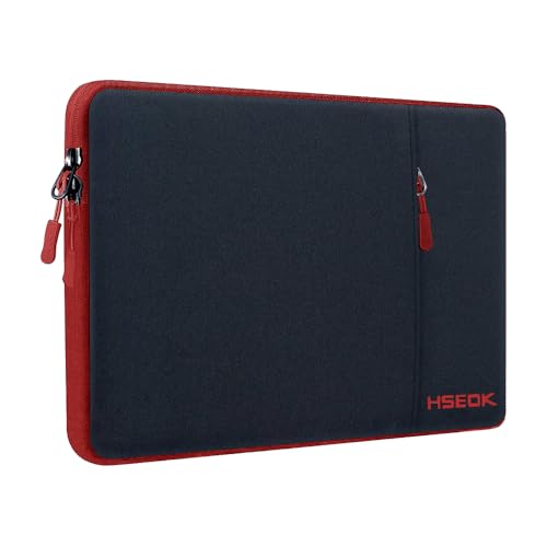 Hseok Laptop Case 15.6 Inch Sleeve, Shockproof Protective Water Repellent with Accessory Pocket,Compatible with Mac Pro 16 inch 2025-2019, Sleeve Bag for Most 15 15.6 16 Notebooks,Black&Red - Image 1