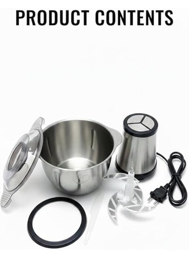 Spaceshoop 3L Stainless Steel Electric Food Processor and Meat Grinder Multi Purpose Chopper for Meat Vegetables and Fruits 220V to 240V - Image 3