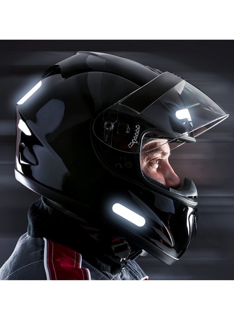 SYOSI 8 Pieces Reflective Stripes Stickers for Motorcycle Helmet, Safety Decals Stickers for Motorcycle High Visibility Motorcycle Helmet Stickers Adhesive Black Reflective Tape for Bicycle Racing Helmets - Image 3