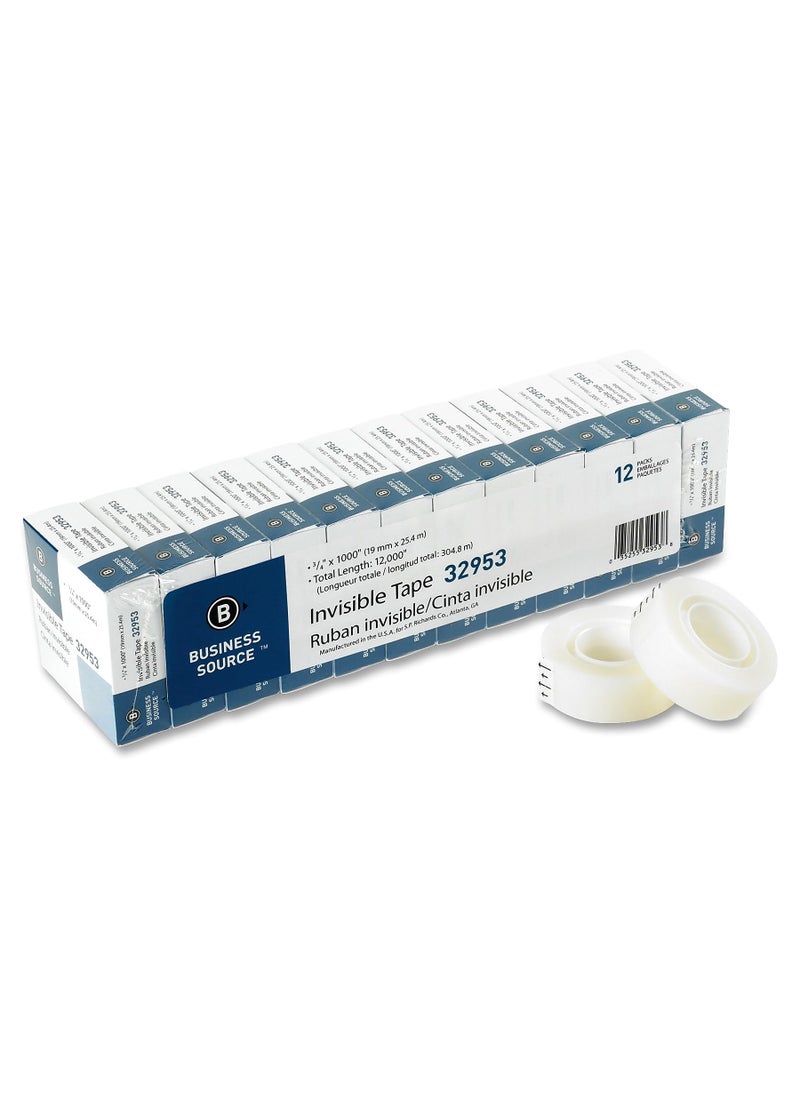 Business Source Business Source 32953 Invisible Tape Value Pk, 1-Inch Core, 3/4-Inch x1000-Inch , 12/PK, Clear  - Image 2