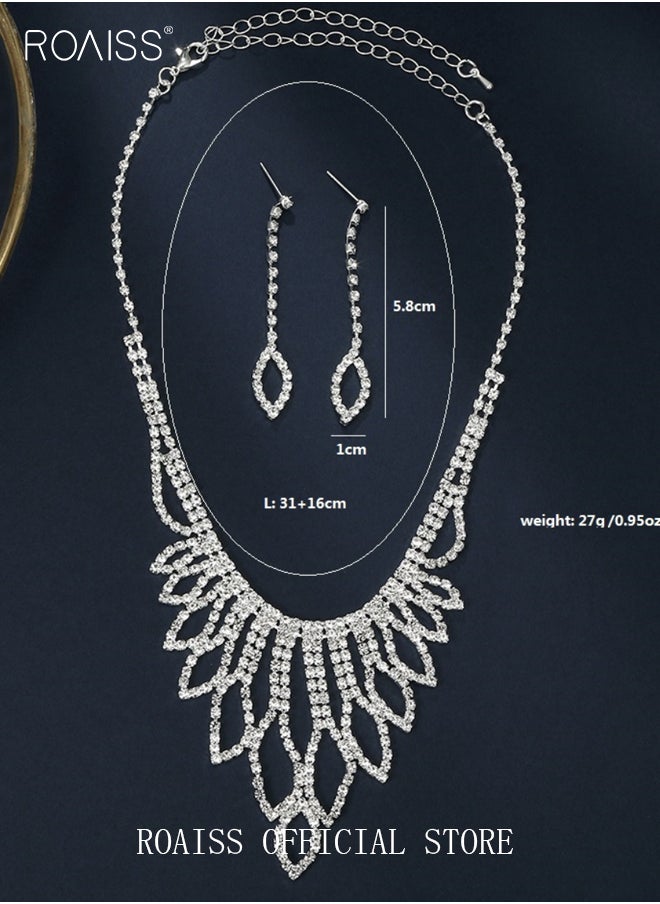 roaiss - Women Two Piece Jewelry Set Earrings Necklace Sparkling Style Highlighting Personal Temperament and Charm - Image 1