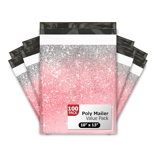 Pro Supply Global 10x13 (100) Pink Glitter Transition Valentine's Day Designer Poly Mailers Waterproof Self Sealing Tear Resistant Polymailers Shipping Envelopes Premium Printed Bags For Small Businesses - Image 1