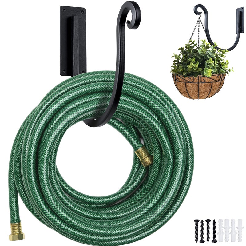 YANGSHUO YANGSHUO Garden Hose Holder Outside Wall Mount Water Hose Holder  8Inch Heavy Duty Garden Water Hose Hanger for Outside Hose Storage 