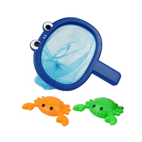 YUERFEILA Baby Bath Toys 1 Pcs Crab Animals Fishing Net with 2 Pcs Water Floating Sea Animals Crab Toys Bathroom Pool Water Floating Accessory Duck Crab Frog Fishing Play Set for Toddlers - Image 1