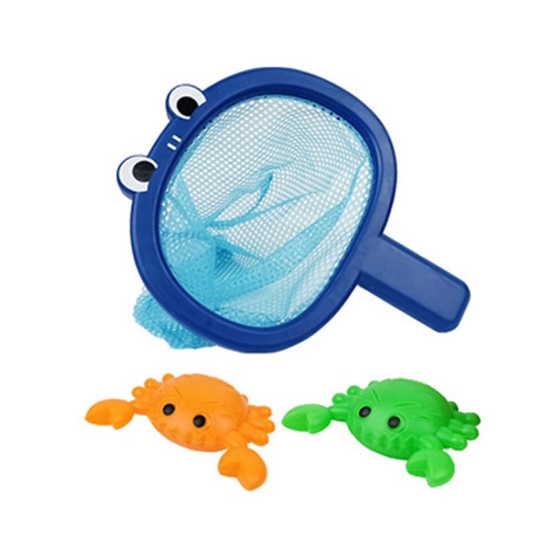 YUERFEILA Baby Bath Toys 1 Pcs Crab Animals Fishing Net with 2 Pcs Water Floating Sea Animals Crab Toys Bathroom Pool Water Floating Accessory Duck Crab Frog Fishing Play Set for Toddlers - Image 3