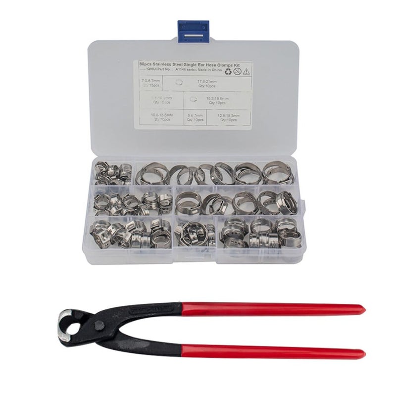 Single Ear Hose Clamp Kit Assortment Stainless Steel for Secure Sealing - Image 2