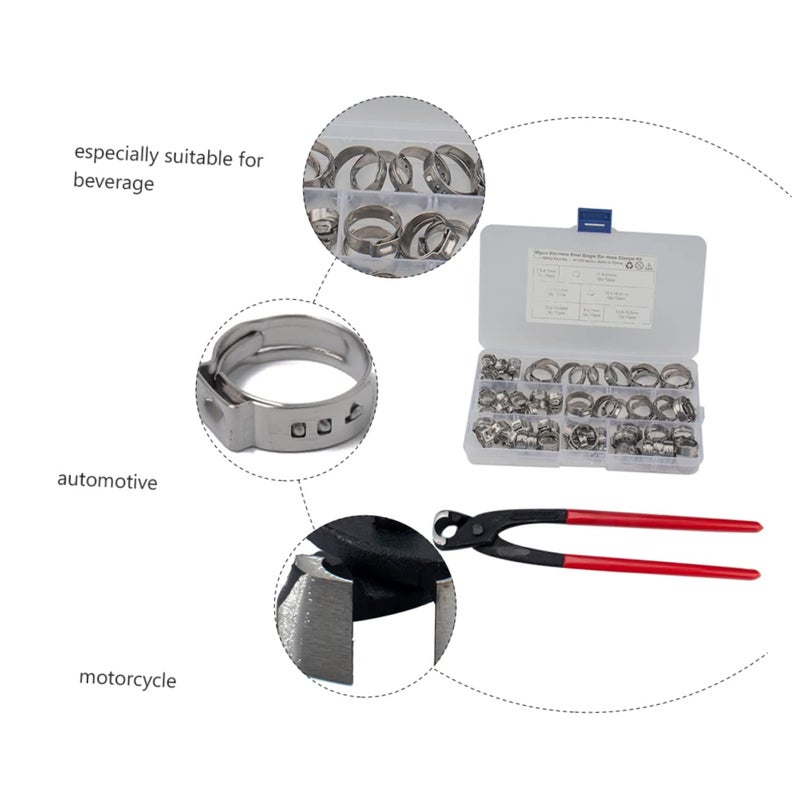 Single Ear Hose Clamp Kit Assortment Stainless Steel for Secure Sealing - Image 4