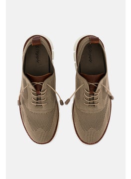 Algspar Men Brand Logo Lace Up Causal Shoes, Dark Beige  - Image 3