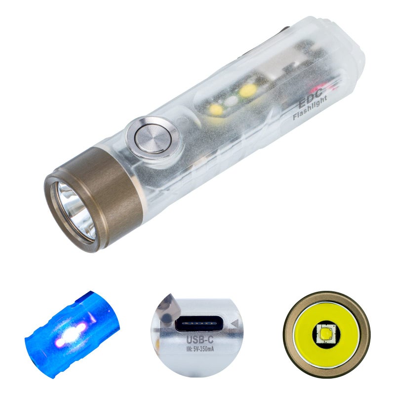 RovyVon Aurora A7 G4 7075 USB C Rechargeable Keychain Flashlights 650 High Lumens Small Bright EDC Flashlight, White/365nm Versatile Sidelights for Camping, Walking Dog, Night Running - Image 1