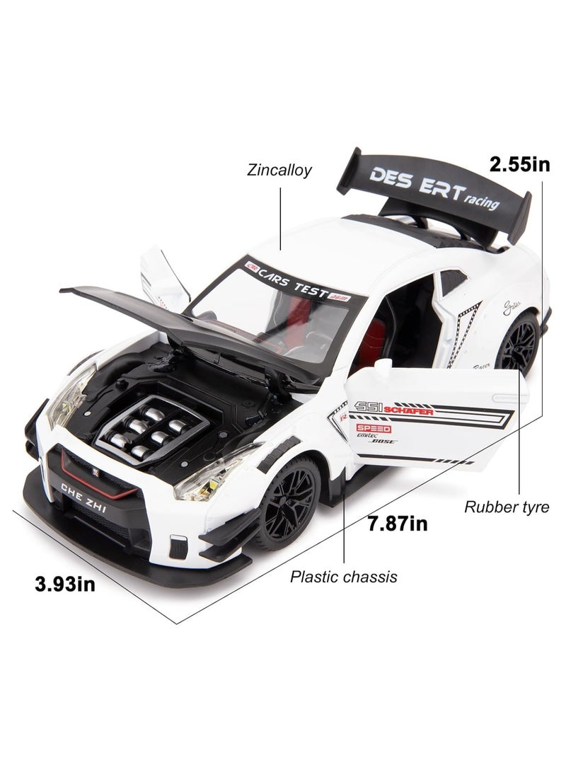 CHE ZHI Nissan GTR 1/24 Scale Model Car Toy, Zinc Alloy Pull Back Toy car with Sound and Light for Kids Boy Girl Gift - Image 3