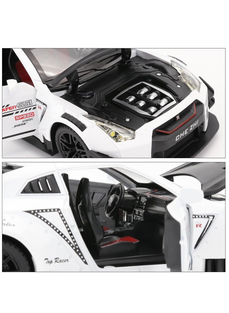 CHE ZHI Nissan GTR 1/24 Scale Model Car Toy, Zinc Alloy Pull Back Toy car with Sound and Light for Kids Boy Girl Gift - Image 5