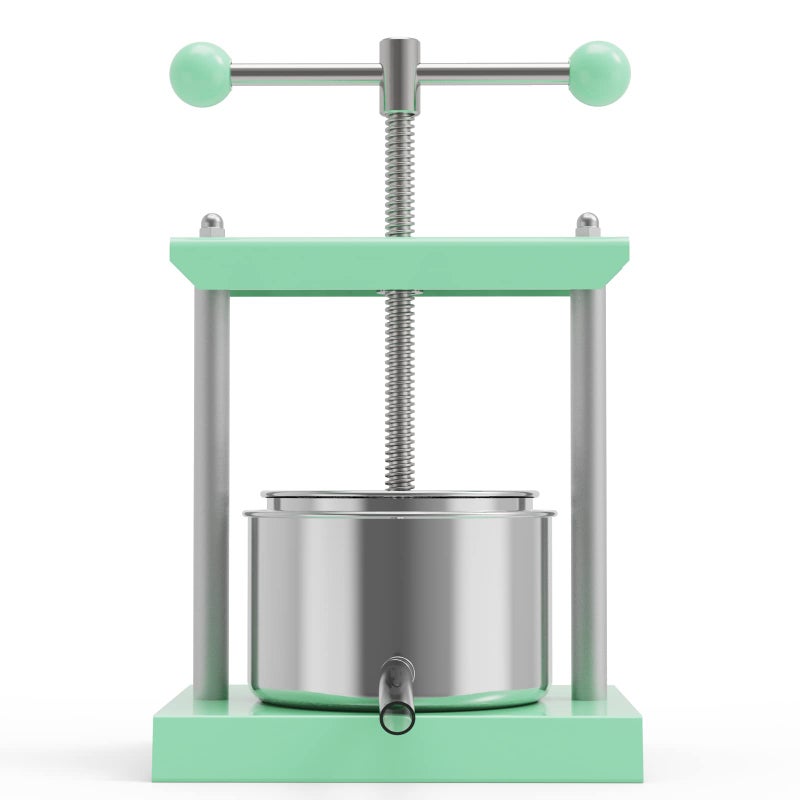 EJWOX EJWOX Green Manual TopHandle Wine Press 053 Gal  Stainless Steel Fruit  Herb Press for Juice Cider Tincture
