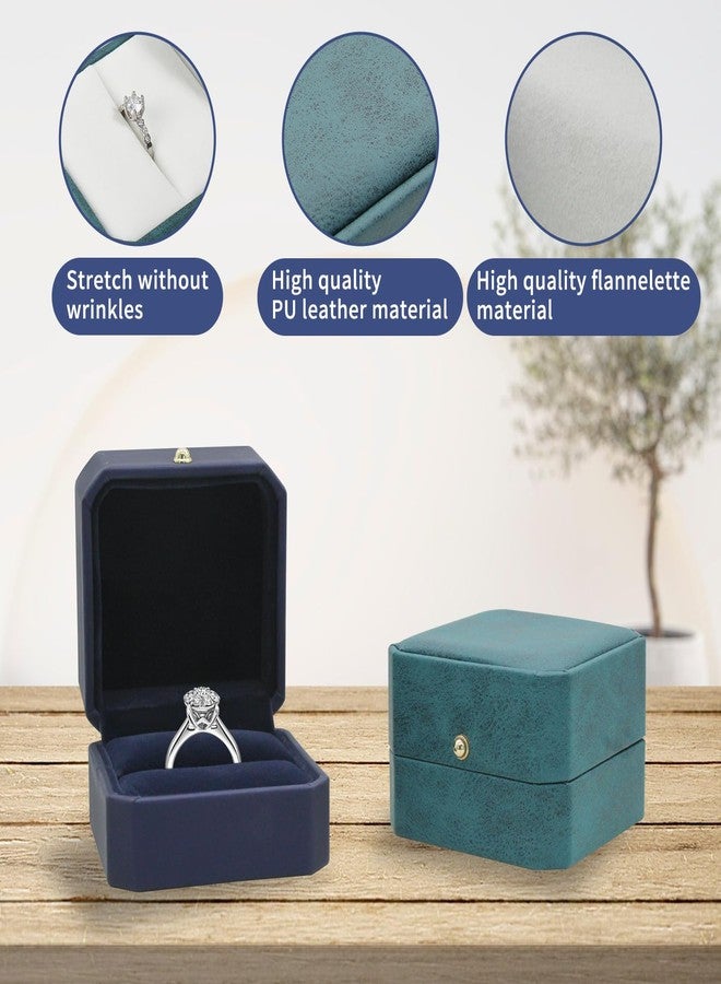 WisePoint Ring Box, PU Leather Ring Boxes Square Ring Holder Box, Elegant Ring Storage Box with Flip Ring Organiser Box for Engagement, Wedding, Propose, Anniversary (blue) - Image 2