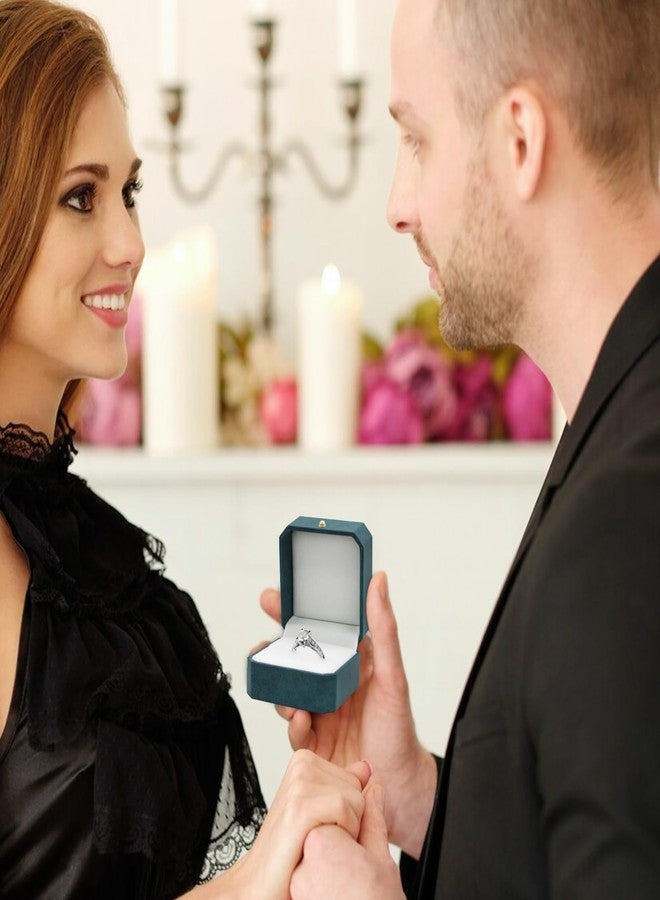 WisePoint Ring Box, PU Leather Ring Boxes Square Ring Holder Box, Elegant Ring Storage Box with Flip Ring Organiser Box for Engagement, Wedding, Propose, Anniversary (blue) - Image 5