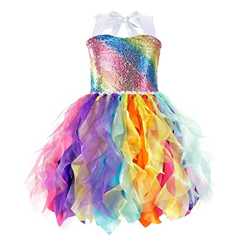 Suppromo Rainbow Tutu Dress for Girls Princess Birthday Party Dresses Sequin Tulle Dress for Girls Dance Prom Pageant Sneaker Ball Gown Unicorn Princess Birthday Graduation Christmas Outfit 6T - Image 1