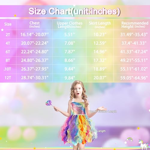 Suppromo Rainbow Tutu Dress for Girls Princess Birthday Party Dresses Sequin Tulle Dress for Girls Dance Prom Pageant Sneaker Ball Gown Unicorn Princess Birthday Graduation Christmas Outfit 6T - Image 5