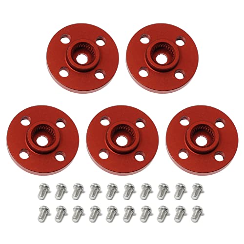 SQXBK 25T Servo Arm 5PCS 25T Round Type Servo Horn Robot Arm Aluminum Alloy CNC Standard Metal Rocker Servo Accessories Disc Steering Arm for RC Model Car Robot Boat Airplane Red - Image 1