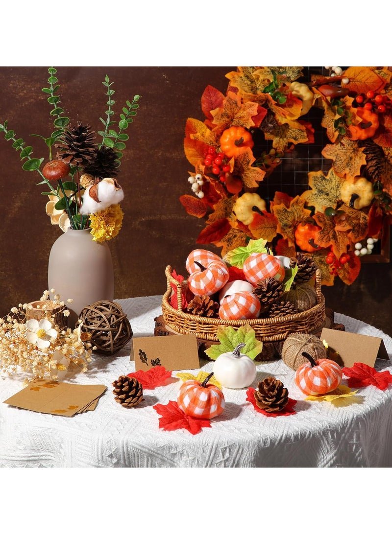 AUTOYSUR 12 Pcs Pumpkins Fake Harvest Velvet Pumpkin White Black Small Faux Fabric Foam Pumpkin for Fall Decor Wedding Thanksgiving Halloween Home Farmhouse Decoration - Image 2