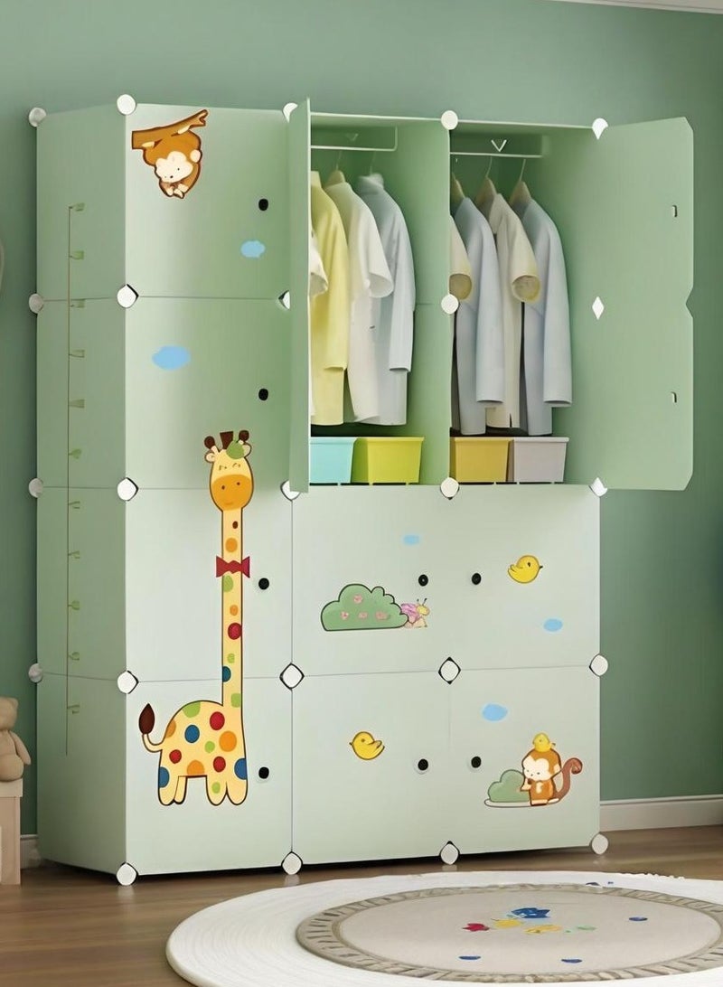 XiuWoo 12-Cube Portable Kids Closet Children's Foldable Portable Wardrobe Collapsible Plastic Baby Clothes Large Storage Cabinet Bedroom Nursery Armoire Quick Install - Image 1