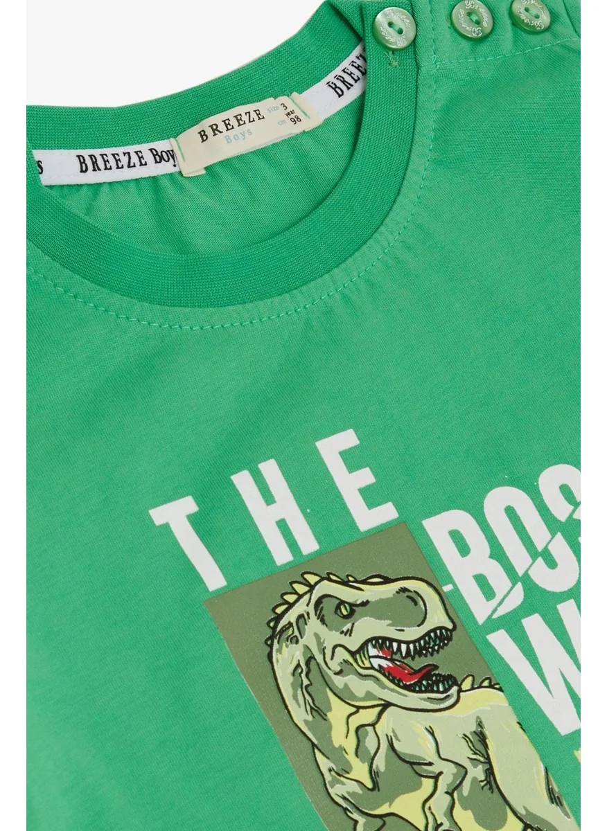 Breeze Boy's T-Shirt Strong Dinosaur Printed 1.5-5 Years, Green