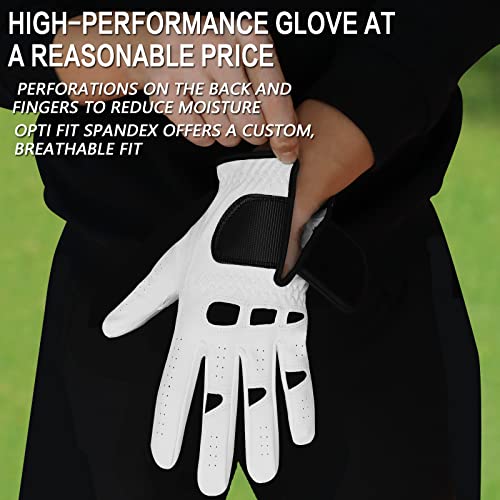 FINGER TEN Men’s Golf Gloves Left Hand Right with Ball Marker 2 Pack, Weathersof Grip Soft Comfortable, Fit Size Small Medium ML Large XL (M/Large, Worn on Right Hand) - Image 4