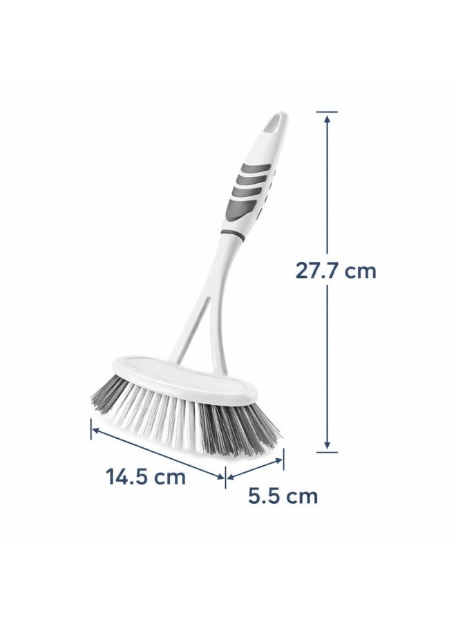 Titiz Plastik فرشاة تنظيف الأحواض والمغاسل بمقبض مريح وشعيرات ناعمة متينة لتنظيف الحمامات والمطابخ - 27.7 سم، رمادي - Image 4