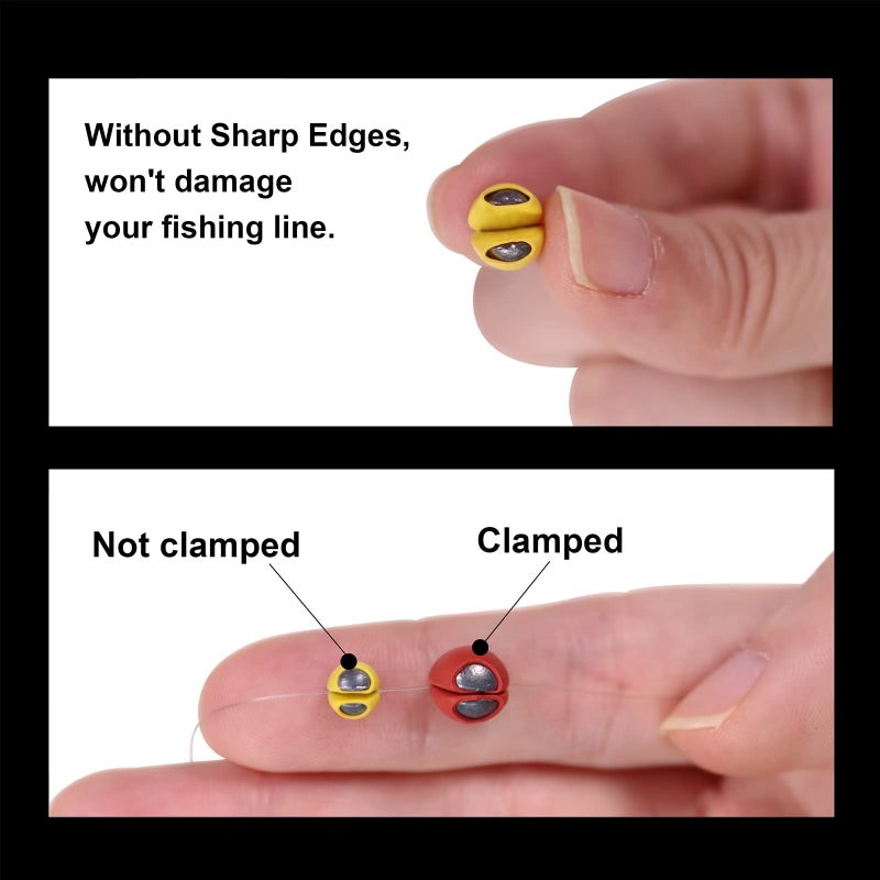 THKFISH Fishing Weights Sinkers Split Shot Fishing Weights Removable Rubber Weights B Mixed Five Sizes-80pcs - Image 4