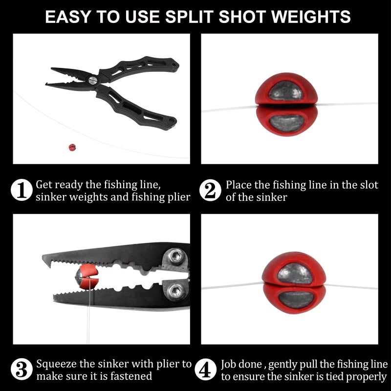 THKFISH Fishing Weights Sinkers Split Shot Fishing Weights Removable Rubber Weights B Mixed Five Sizes-80pcs - Image 3