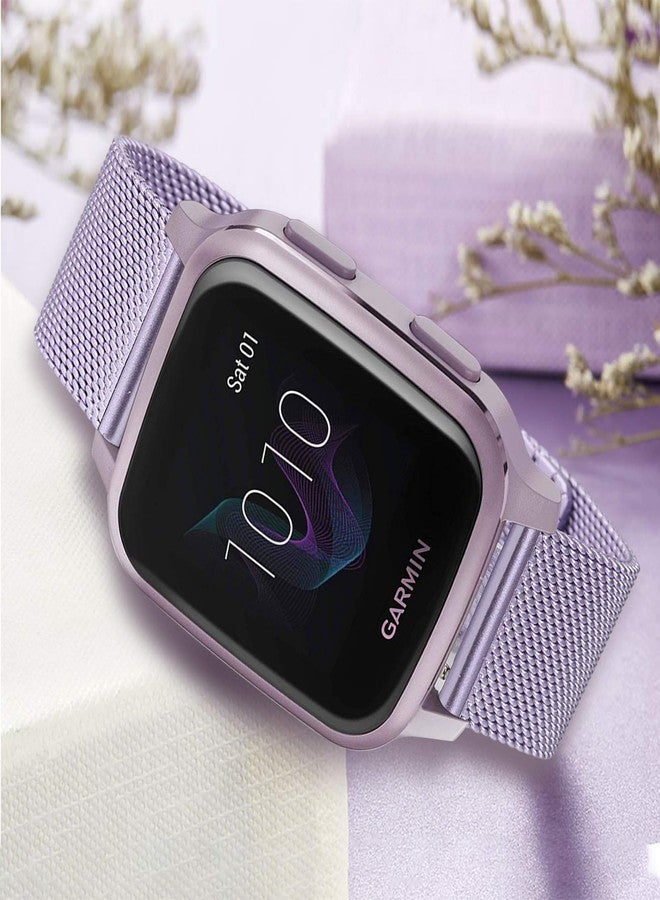 TRUMiRR Watch Band for Venu Sq/Vivoactive 5 Orchid Purple, Mesh Woven Stainless Steel Watchband Quick Release Strap Wristband for Garmin Venu Sq 2 / Venu Sq Music/Venu Smartwatch - Image 4