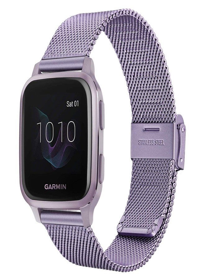 TRUMiRR Watch Band for Venu Sq/Vivoactive 5 Orchid Purple, Mesh Woven Stainless Steel Watchband Quick Release Strap Wristband for Garmin Venu Sq 2 / Venu Sq Music/Venu Smartwatch - Image 1