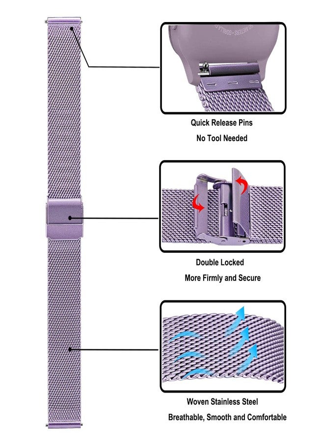 TRUMiRR Watch Band for Venu Sq/Vivoactive 5 Orchid Purple, Mesh Woven Stainless Steel Watchband Quick Release Strap Wristband for Garmin Venu Sq 2 / Venu Sq Music/Venu Smartwatch - Image 3