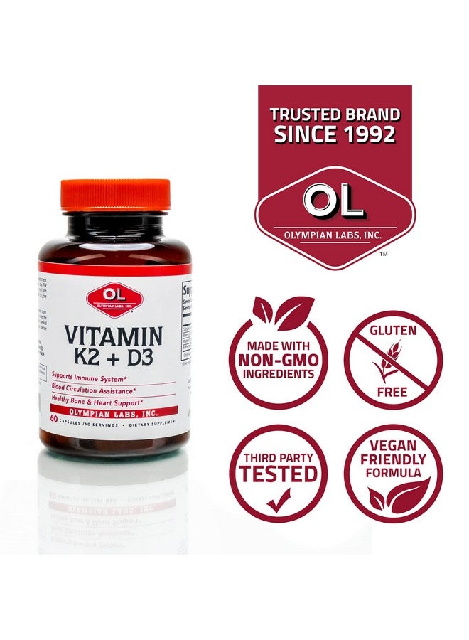 Olympian Labs Vitamin K2 + D3, 60 Servings, Supports Immune System, Bone and Heart Support, 60 Vegan Capsules - Image 2