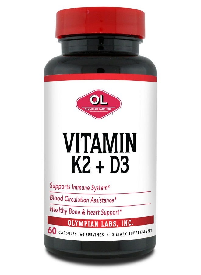 Olympian Labs Vitamin K2 + D3, 60 Servings, Supports Immune System, Bone and Heart Support, 60 Vegan Capsules - Image 1