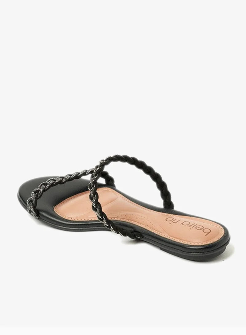 Beira Rio Graphite Flat Sandals for Women – Stylish Ladies Flat Sandals & Comfortable Flat Slippers for Women | Best Price UAE