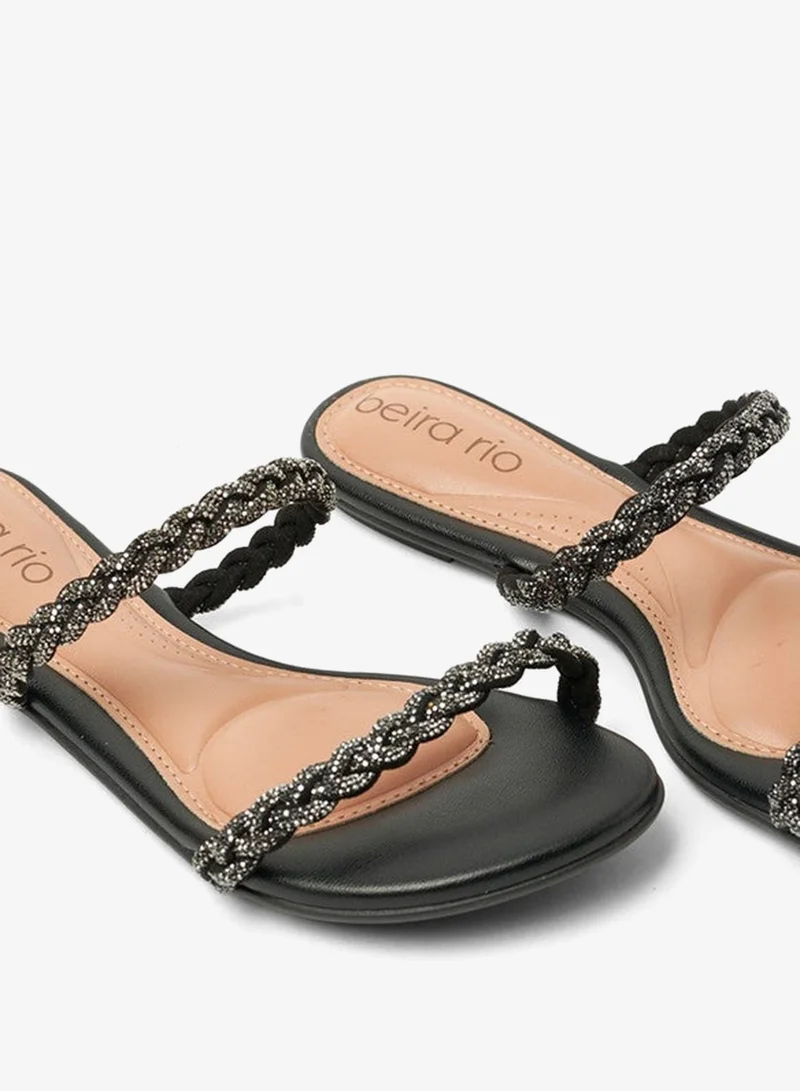 Beira Rio Graphite Flat Sandals for Women – Stylish Ladies Flat Sandals & Comfortable Flat Slippers for Women | Best Price UAE