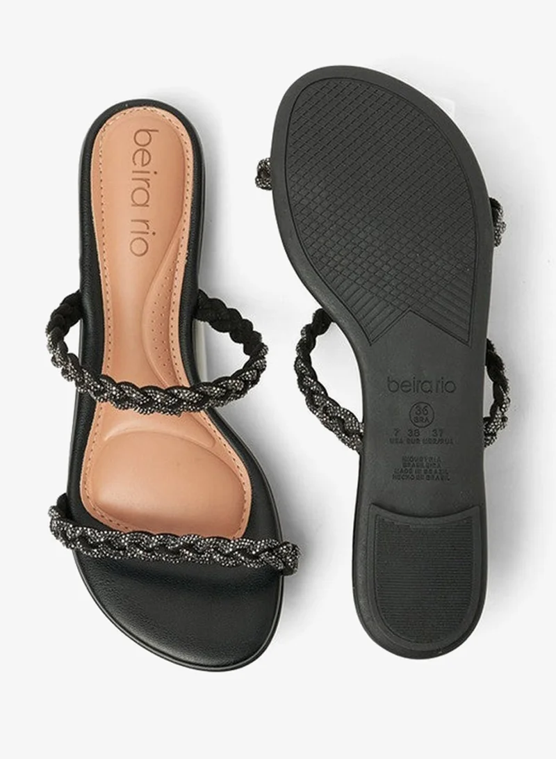 Beira Rio Graphite Flat Sandals for Women – Stylish Ladies Flat Sandals & Comfortable Flat Slippers for Women | Best Price UAE