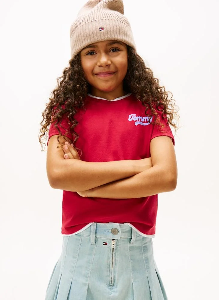 TOMMY HILFIGER Kids Graphic Flock Crew Neck T-Shirt