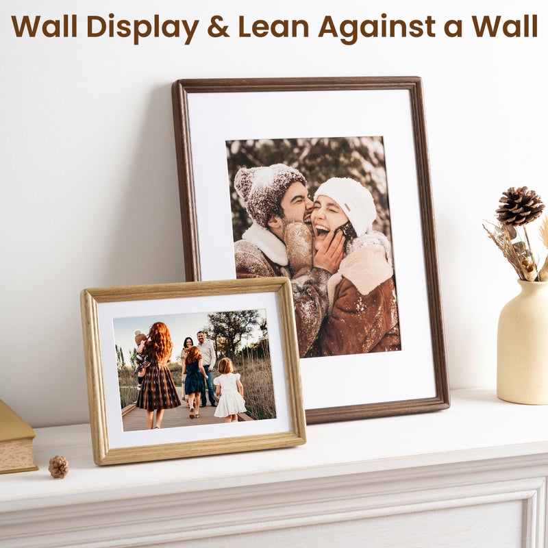 Axeman Axeman 8.5x11 Natural Solid Oak Wood Picture Frame with 6x8 Mat  Premium Rustic Wooden Photo Frames with Plexiglass  Poster Photo Frame for Gallery Wall Hanging Vertically or Horizontally  Natural - Image 5