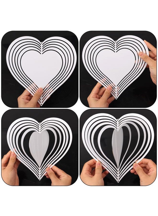 SAVITA 4pcs Sublimation Wind Spinner Blanks Heart, 8 inch Sublimation Blanks Spinners, Metal Wind Spinners for Crafts, 3D Wind Spinners Hanging for Indoor Outdoor Garden Lawn Yard Decoration  - Image 4
